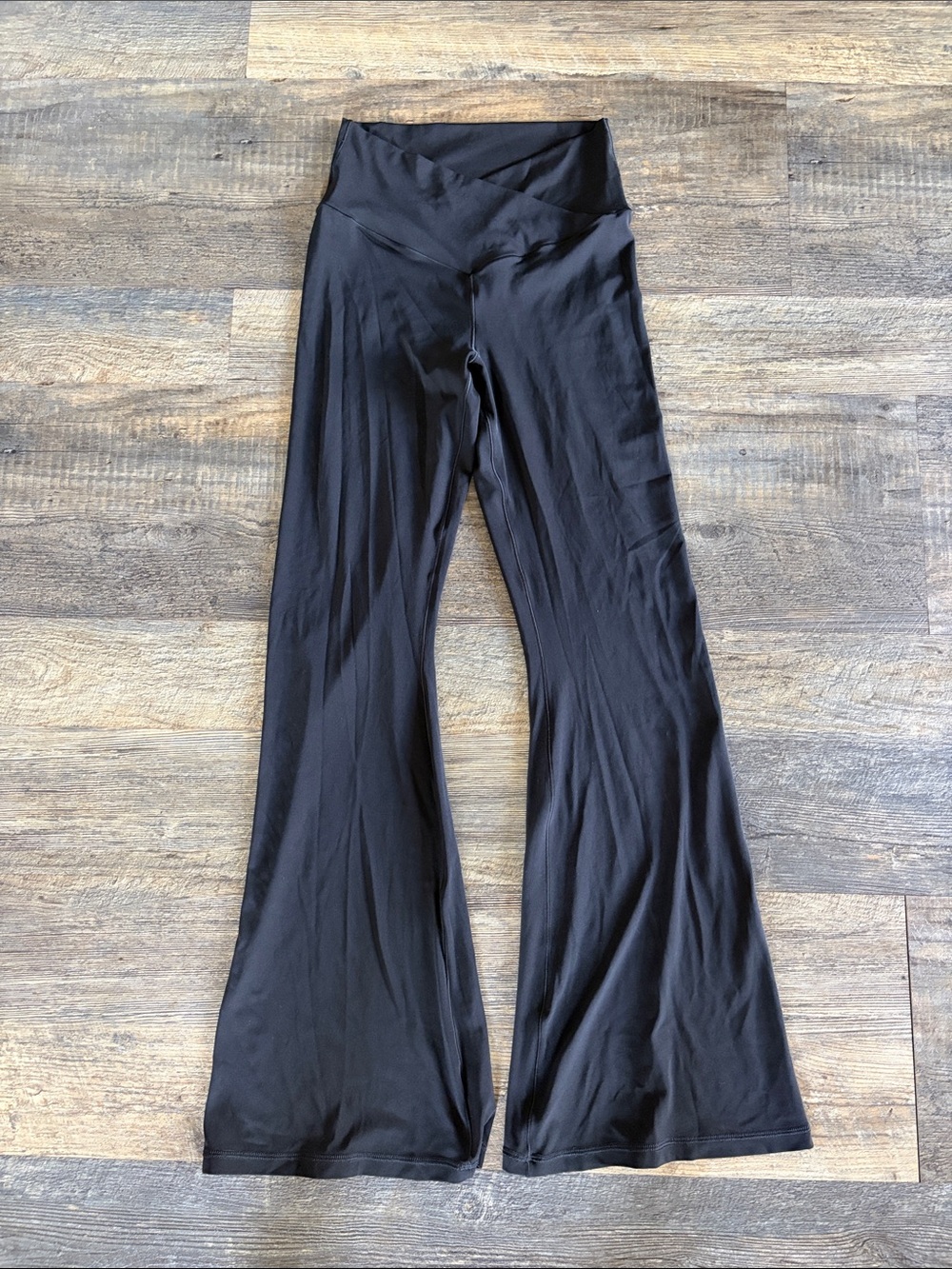 aerie Black Flare Leggings with Crossover Waistband